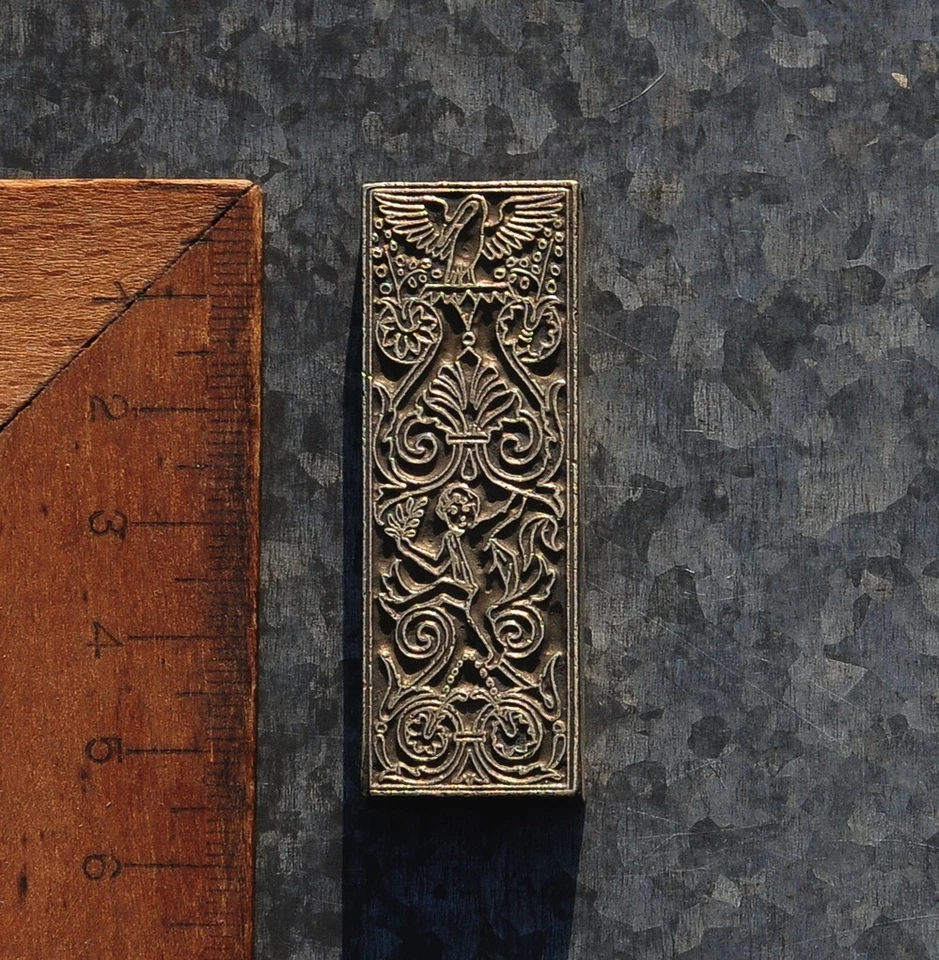 brass ornament bookbinding hot foil stamp embossing plate Art Nouveau leather ' - Image 1 of 1