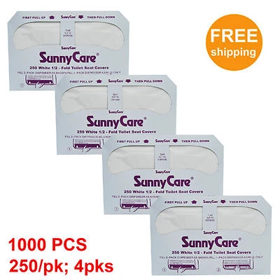 #5800 SunnyCare®1000/Cs 1/2 Fold Paper Toilet Seat Cover 250/Pk;4Pks