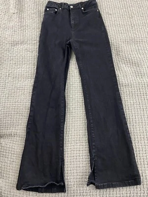 Pantalones de mezclilla para mujer talla 28 negros con abertura lateral pierna bota Foto 1 de 4