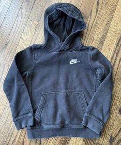 Vintage Nike Black Pullover Mini Swoosh Hoodie Kids Youth Small Great Condition - Picture 1 of 7