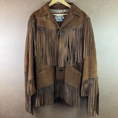 Chaqueta de Colección Años 70 Pioneer Wear Para Hombres Cuero Flecos Talla 40 Western Motorcycle Tostado Foto 1 de 4