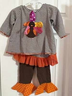 Peaches N Cream Thanksgiving Outfit - Girls Size 12 Months - Image 1 of 4