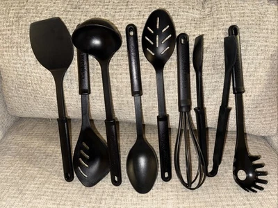 Set of 8 Calphalon 14" Black Nylon Cooking Utensils 400 Degrees Made in USA - Image 1 of 4