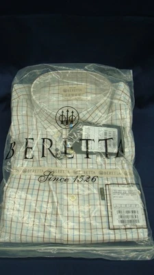 Beretta Classic Drip Dry White Check S/S Men's Shirt XL NWT - Image 1 of 4
