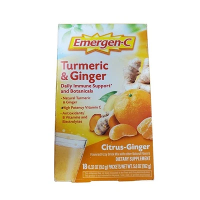 Emergen-C Citrus-Ginger Fizzy Drink Mix 18 Count Turmeric & Ginger Exp 12/25 - Image 1 of 4