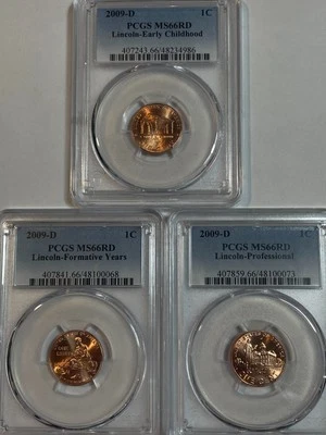 2009 D  Lincoln Cent PCGS MS66RD Penny  3 Coin Set - Image 1 of 2