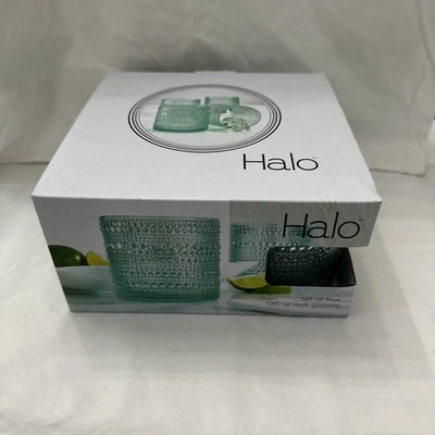 Juego de 4 vasos de roca Halo de 13,5 oz cristalería premium para bar de cóctel whisky Foto 1 de 4