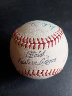 1975 Pittsfield Rangers autographed Baseball Ball Eastern League Len Barker - Image 1 of 4