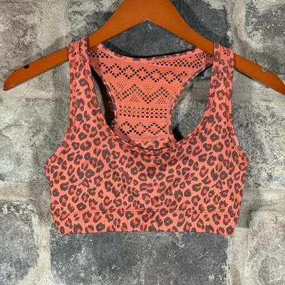 Sujetador deportivo ZYIA Active Bomber estampado de leopardo espalda deportiva coral naranja pequeño para mujer Foto 1 de 4