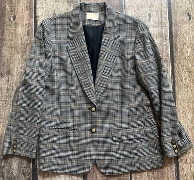 PENDLETON КЛЕТКУ BLAZER 100% ШЕРСТИ КУРТКА SPORTCOAT СЕРЫЙ ЖЕНЩИН 14 ОТЛИЧНОМ - Изображение 1 из 4