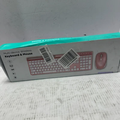 Multi-device Wireless Keyboard and Mouse Set 2.4G USB Bluetooth 5.0 Rose Pink - Image 1 of 4