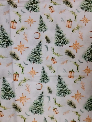Baumwollstoff  Weihnachten, Tannenbäume, Sterne,  Advent, Breite 1,60 X 0,5 m - Bild 1 von 3