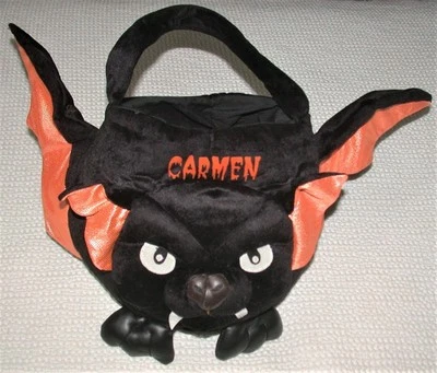 Bolsa tote Carmen personalizada LILLIAN VERNON tecido taco HALLOWEEN truque ou guloseima - Imagem 1 de 4