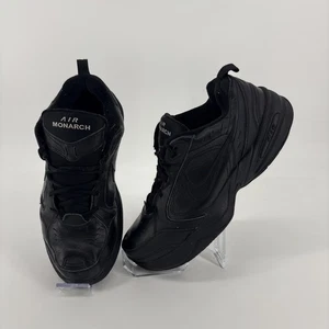 Nike Mens Air Monarch IV Triple Black Athletic Shoe Sneaker Size 11.5. Fast Ship - Picture 1 of 13