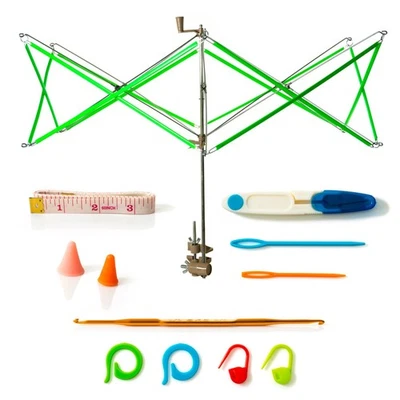 Bobinadora de madejas de hilo Swift + Kit de accesorios de ganchillo para tejer ganchos agujas marcadores Foto 1 de 4