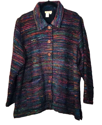 Chaqueta para mujer The Territory Ahead BOHO talla 1X multicolor seda gruesa nueva sin etiquetas Foto 1 de 4