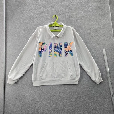 Sudadera ROSA Victoria's Secret Mujer GRANDE Blanca Estampado Gráfico Tropical Foto 1 de 4