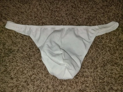 Men's Vintage Rise Wear Thong Brief – White -  Size XL - 100% Cotton - USA Made - Image 1 of 3