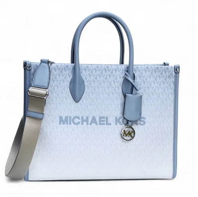 Michael Kors Mirella Medium Tote MK Signature Logo Bag Light Sky Blue - Image 1 of 4