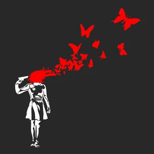Banksy Butterfly Suicide Girl Men's Ladies T-Shirts S-XXL Sizes - Afbeelding 1 van 8