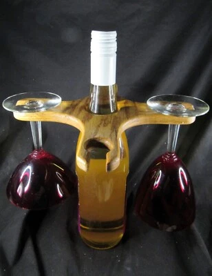 Hand Crafted Wooden 4 Glass Holder For Wine Bottle Top — 第 1/3 张图片