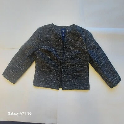 Blazer Gap Negro Plata Blanco Tweed Mujer Talla 4 1 Cierre Oculto Frontal Usado en Excelente Condición Foto 1 de 4