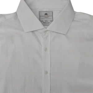 HAWES & CURTIS Shirt Mens 17 XL White - Herringbone Stripes - Picture 1 of 10