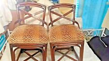 "2" VINTAGE HANDCRAFTED BAMBOO CHAIRS W/ ANIMAL PRINT CUSHIONS