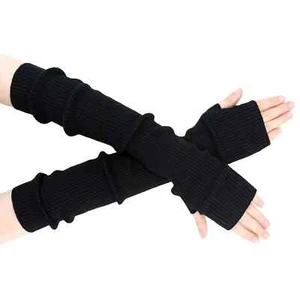 Winter Fingerless Long Gloves for Women Cashmere Blended Knitted Arm Warmers - Picture 1 of 1