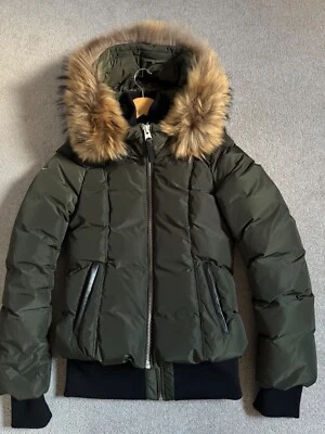 Mackage Romane Fur Trim Army Green Bomber  UK Small was £600+ new - Image 1 of 4