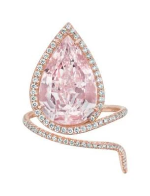Anillo de compromiso de boda de plata de ley 925 con diamantes creados en laboratorio de pera rosa de 5,00 quilates Foto 1 de 4