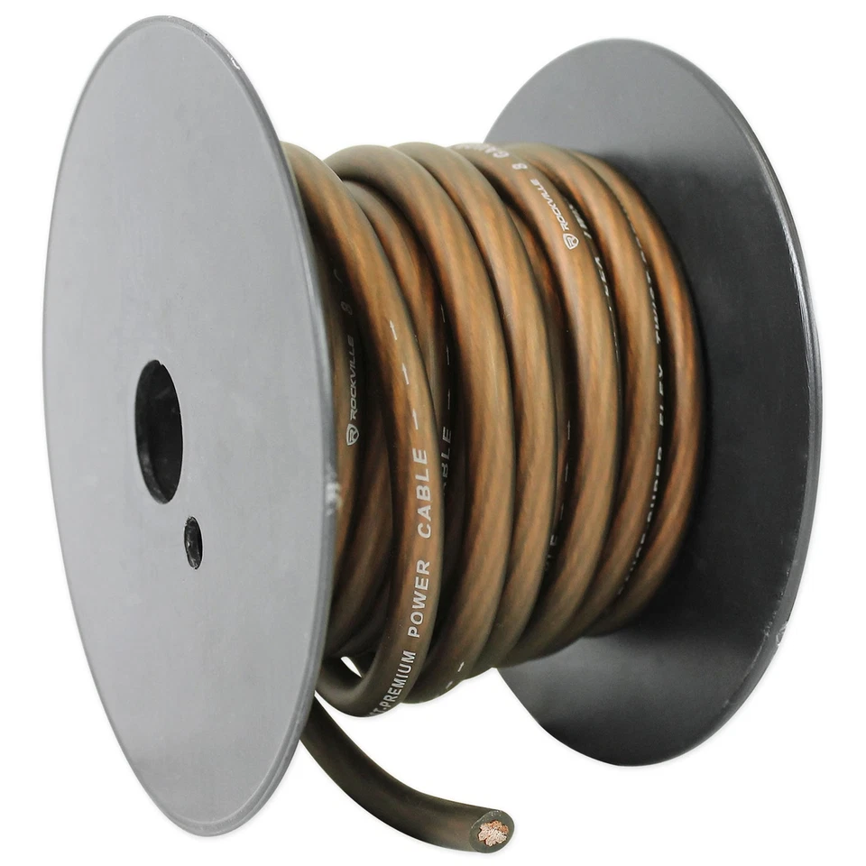 Cable de instalación de amplificador de alimentación/tierra negro calibre 8 pies Rockville R8G25B 25' pies Foto 1 de 1