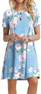 Women'S Summer Casual T-Shirt Dresses Short Sleeve Boho Beach Dress - Picture 1 of 5