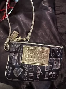 BRACCIALE FIRMATO COACH POPPY COLLECTION NERO E ORO - NUOVO CON ETICHETTE - Foto 1 di 5
