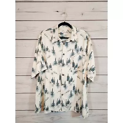 Roundtree & Yorke Caribbean Men's Beige Green Floral Button Down Shirt Size XL - Image 1 of 4