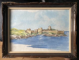 ::AQUARELL A.HOHMAN 1897 FRANKREICH FORT LA LATTE CHATEAU DE LA ROCHE °SELTEN - Bild 1 von 8