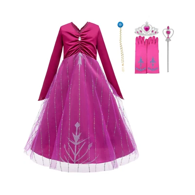 Vestido de cumpleaños rosa con accesorios Frozen 2 Elsa inspirado en Disney Foto 1 de 4