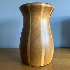 Vintage Lancraft Laminated Wood Ware Large Vase Plastic Liner Wine Cooler