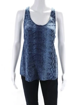 Camiseta sin mangas Joie “Drew C” azul y negra con estampado de piel de serpiente de seda ~ mediana Foto 1 de 4