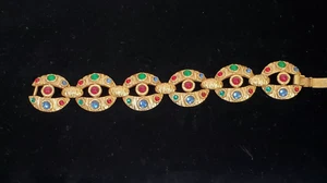 Vintage Corocraft Gripoix Cabochons Jewels Of India Mogul Armband - Bild 1 von 7