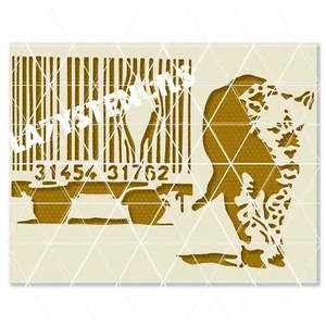 Banksy Barcode Leopard Stencil - Street Art, Graffiti, Urban, Pop Culture Design - Foto 1 di 6