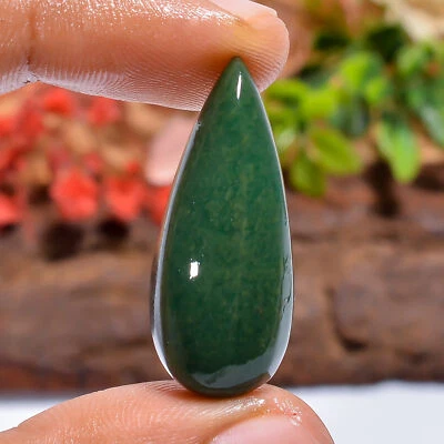 Natural Green Aventurine Loose Gemstone 25 Ct. Pear Artisan Cabochon 31X14X8 mm - Image 1 of 4