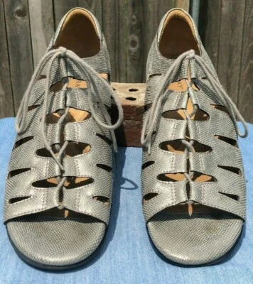 Sandalias Array Beverly Gladiador Peltre Gris Plateado Cuero Vegano Puntera Abierta ~ 11 N Foto 1 de 4