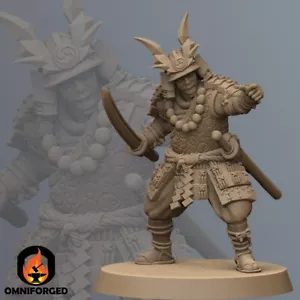Samurai Miniature Command Group Captain Mini Dungeons and Dragons Mini DnD 28mm - Picture 1 of 1