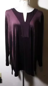 Women's J. JILL Pinot Purple Crushed Velvet Long Sleeve V-Neck Top Size 3X. NWT - Picture 1 of 7