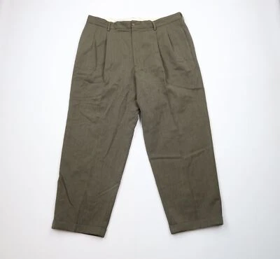 Винтажные мужские штаны 90-х Banana Republic 40x30 из плотной шерсти со складками широкие штанины зеленые - Изображение 1 из 4