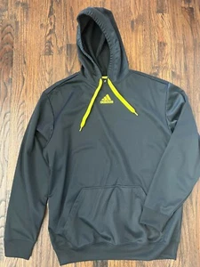 Men's ADIDAS Black w/ Yellow Hoodie, Athletic, Pockets, Size Large, Polyester - Picture 1 of 4