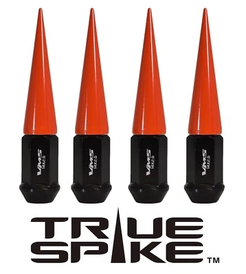 24 TRUE SPIKE FORGED STEEL EXTENDED SPIKED LUG NUTS NEON ORANGE FOR JEEP CJ7 Foto 1 de 4