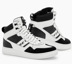 SCARPE PELLE STIVALI BOOTS SNEAKERS MOTO REV'IT PACER NERO BIANCO NERO TG 44 - Picture 1 of 1