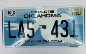 Explore Oklahoma License Plate LAS 431 Expired May 2021 Blue Flycatcher Bird Tag - Picture 1 of 2